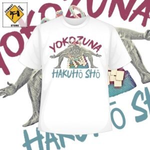 white T-shirt with yokozuna hakuho sumo wrestler mockup