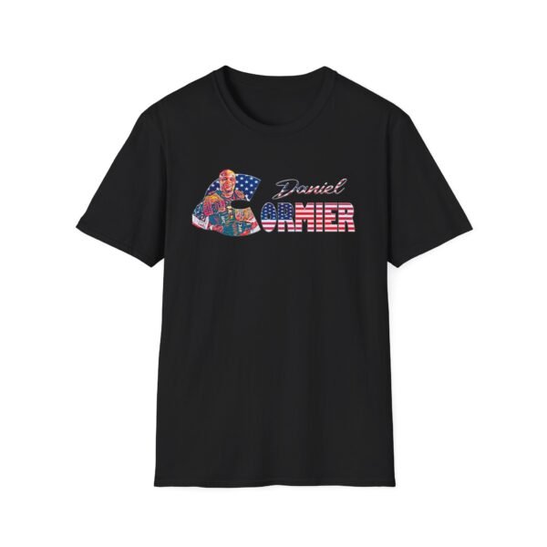 black T-shirt with daniel cormier on it as an ufc champion