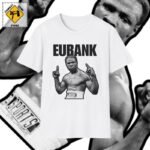 black and white design of Chris Eubank Sr on a white T-shirt