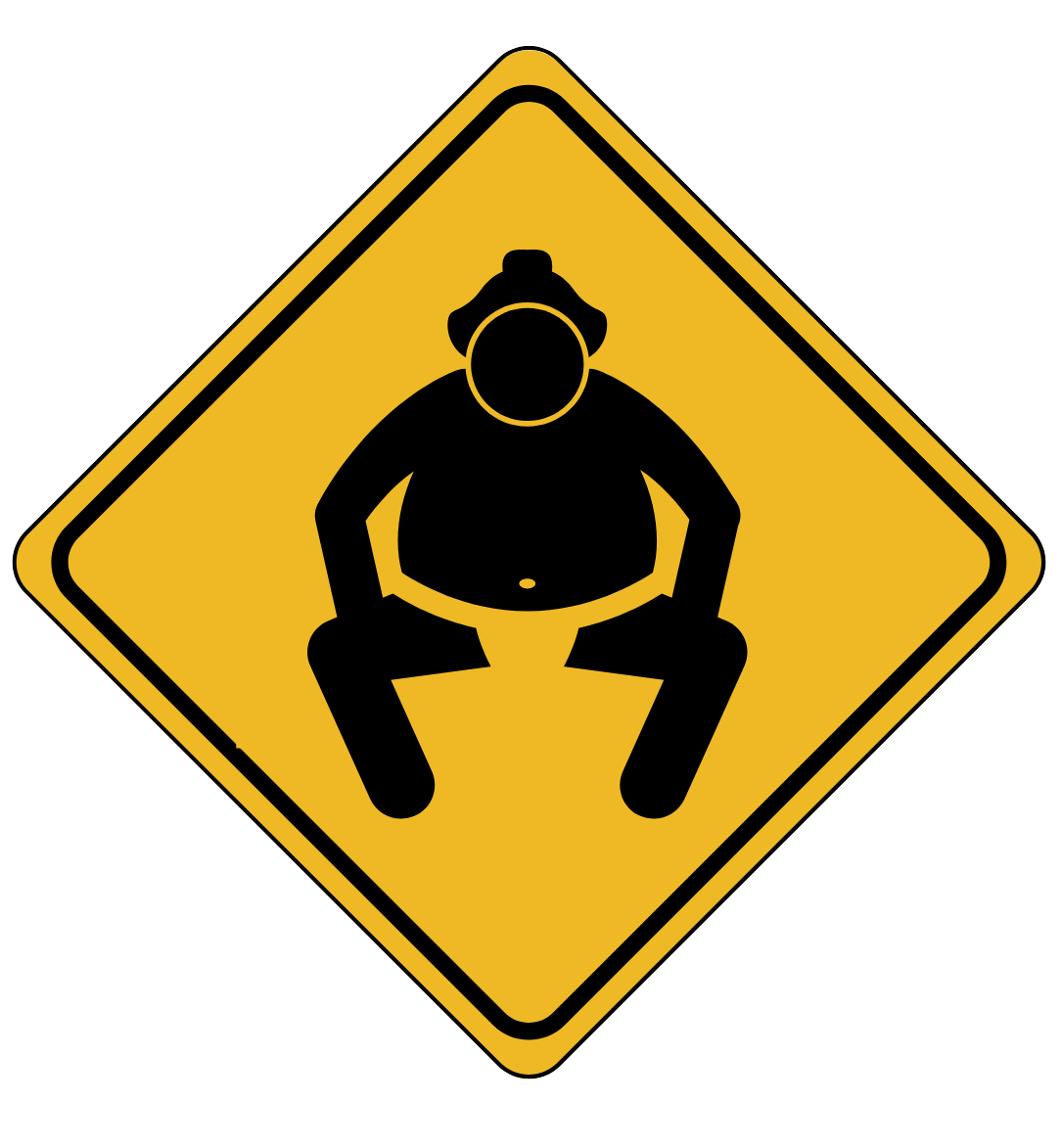 Traffic sign logo with a sumo wrestler on it