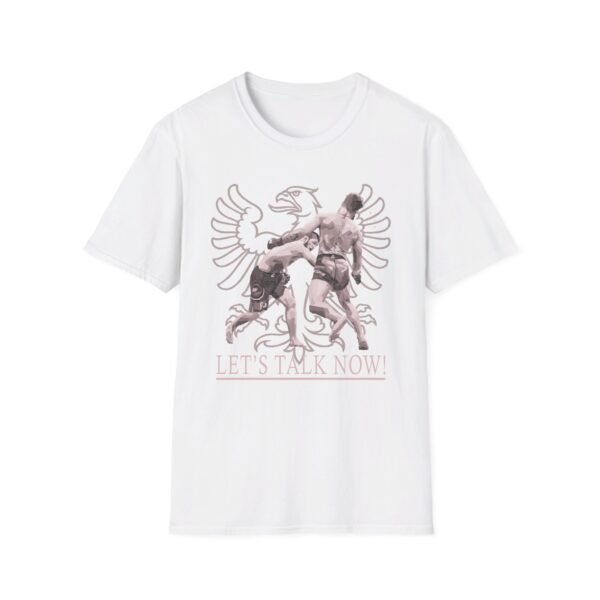 a Khabib Nurmagomedov hitting Conor Mc gregor white T-shirt mockup