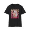 "Black t-shirt showcasing a portrait of Ronda Rousey with text that reads 'Rowdy' and UFC championship belt graphics."