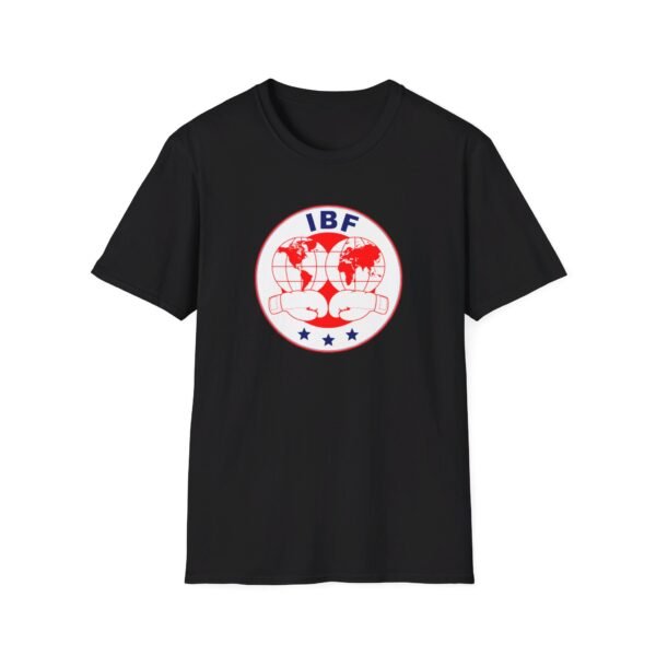 Mockup of an International Boxing Federation black T-shirt