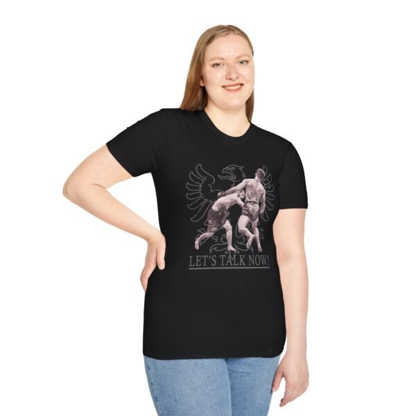 a woman wearing a Khabib Nurmagomedov black T-shirt mockup