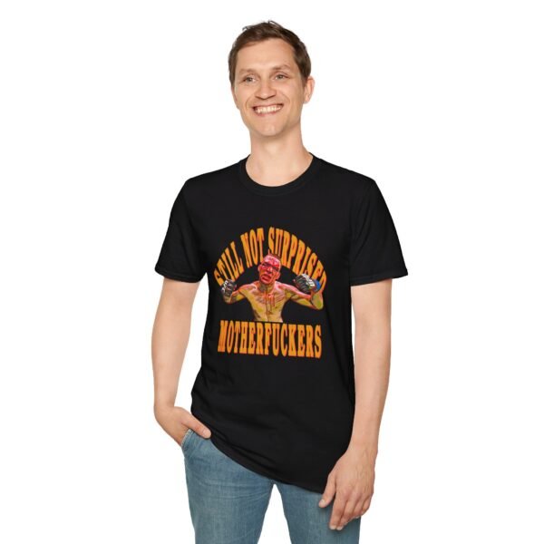 a happy guy wearing a Nate Diaz black T-shirt