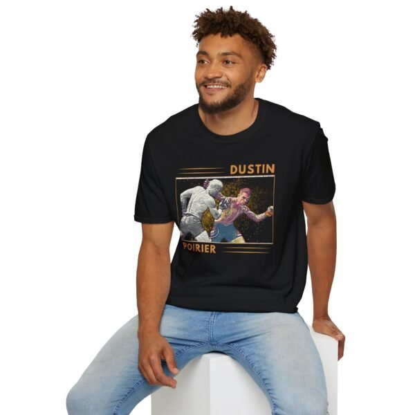 a guy wearing a Dustin Poirier punching Conor McGregor t-shirt design.