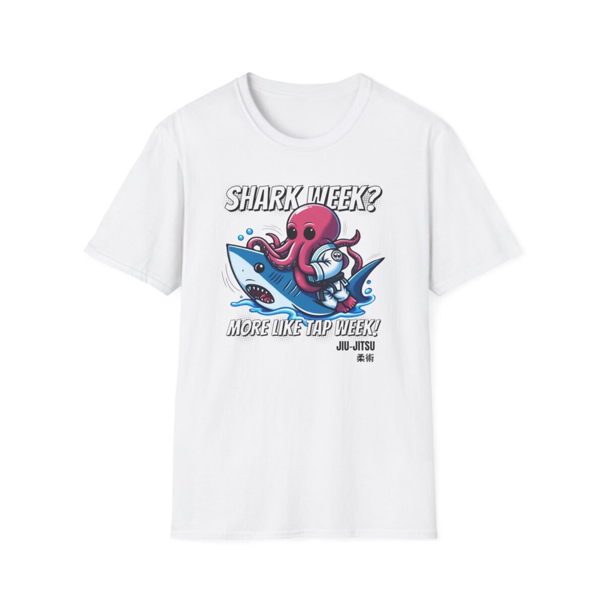 octopus wrapping shark in an armbar on a tee design