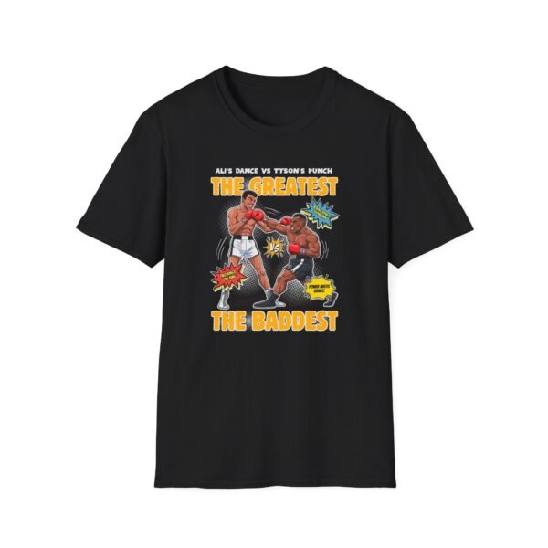 Greatest vs Baddest Tee in black on locker bench