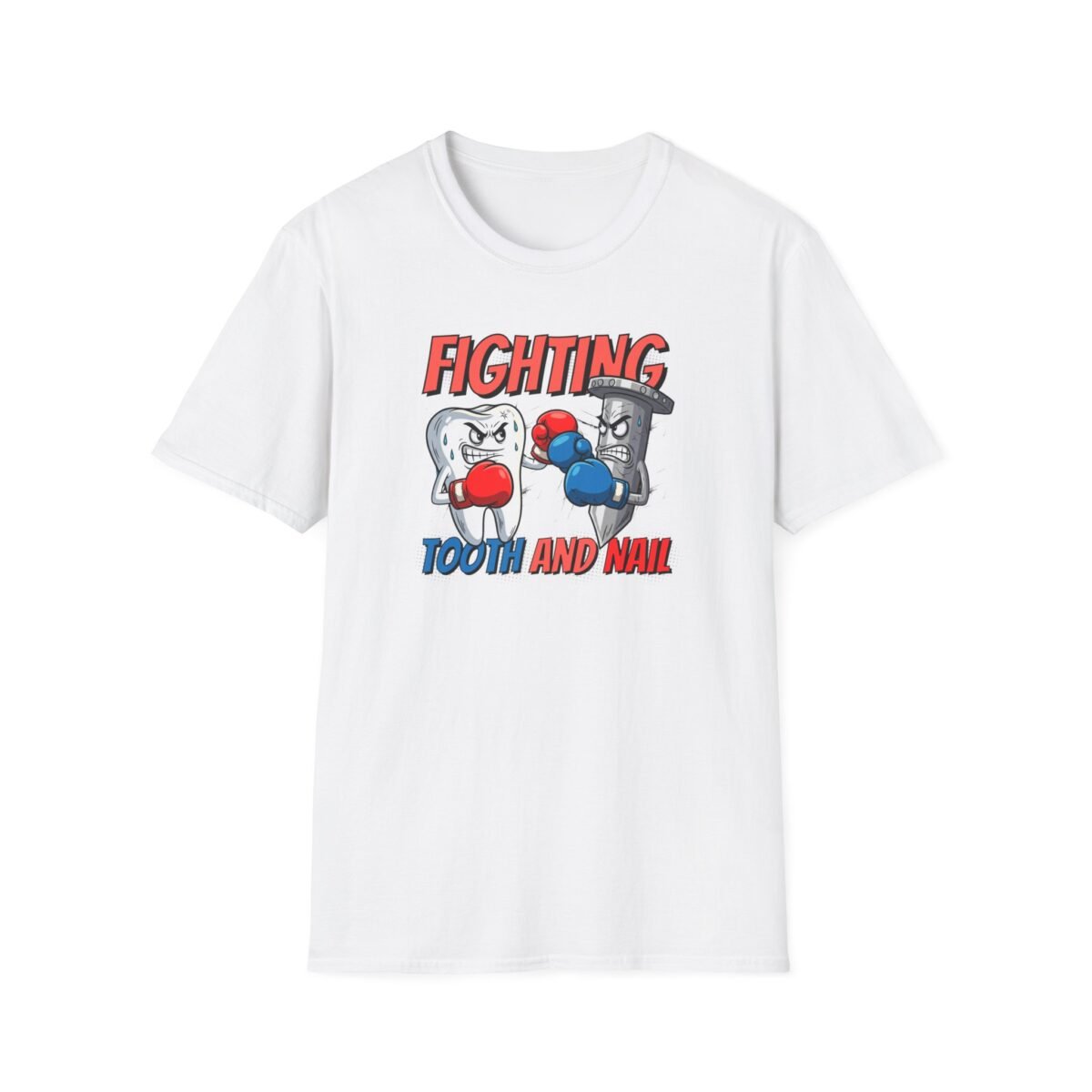 Tooth and nail with boxing gloves fighting literal pun design
