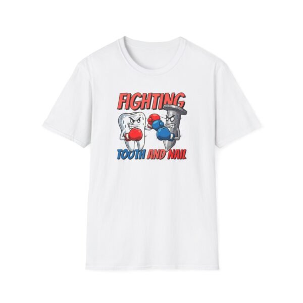 Tooth and nail with boxing gloves fighting literal pun design