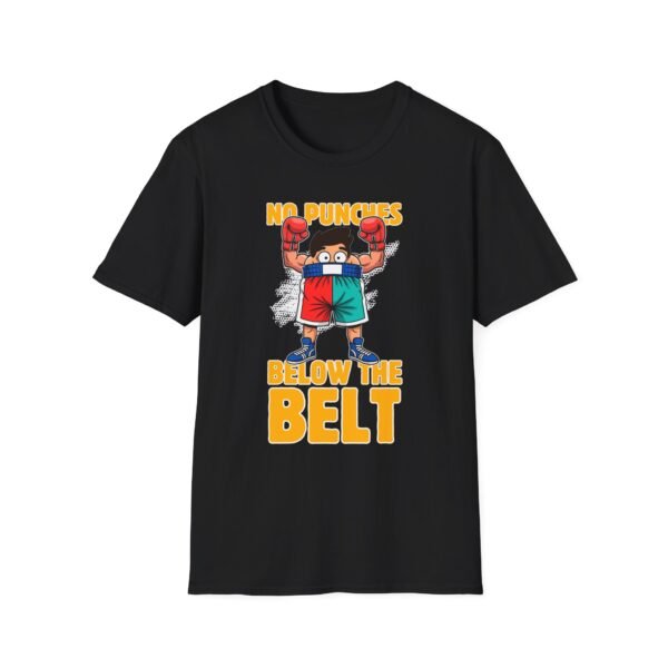 No punches below belt boxing humor t-shirt in black
