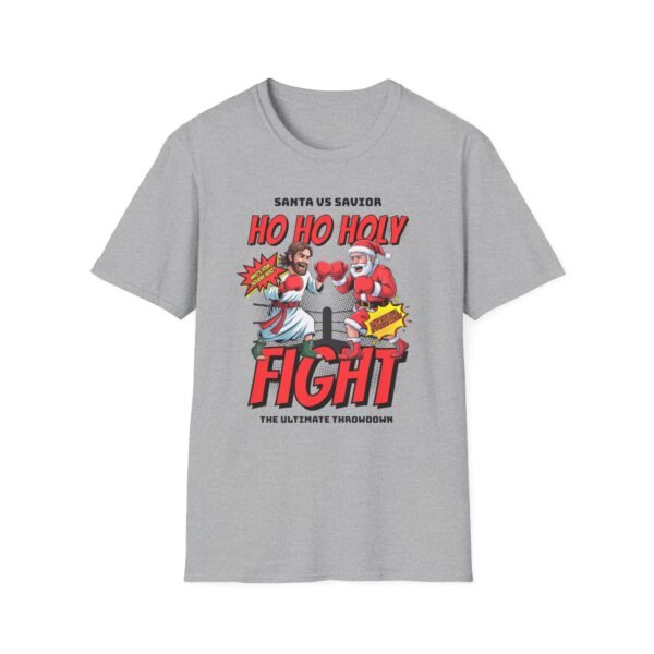 Gray version of Ho Ho Holy Fight Tee design