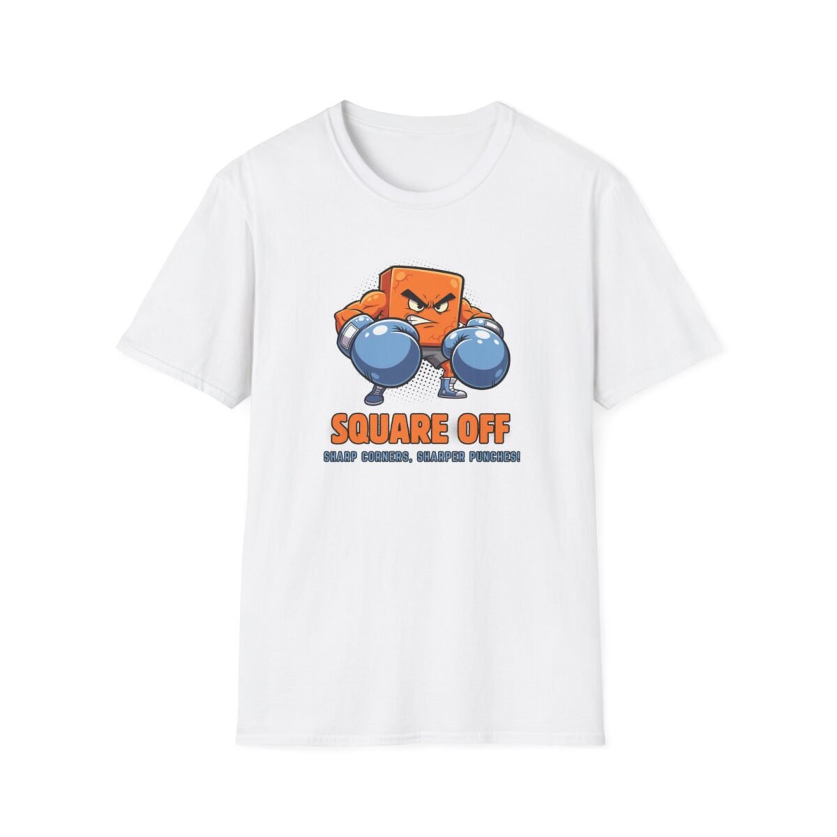 Cartoon square with boxing gloves in fight stance
