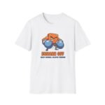 Cartoon square with boxing gloves in fight stance