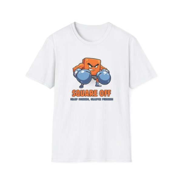 Cartoon square with boxing gloves in fight stance