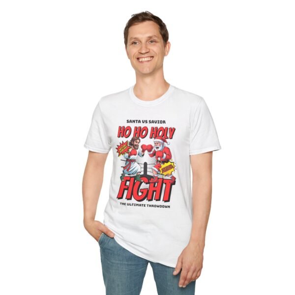 Model wearing the Ho Ho Holy Fight Tee