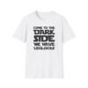 “Come to the Dark Side – We Have Leglocks” in Star Wars font