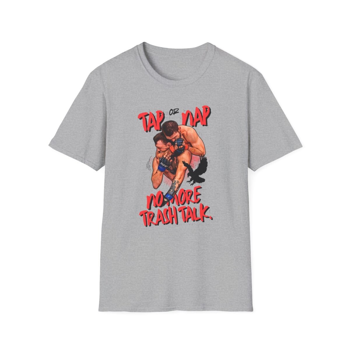 Gray t-shirt with Tap or Nap design featuring Khabib and Conor