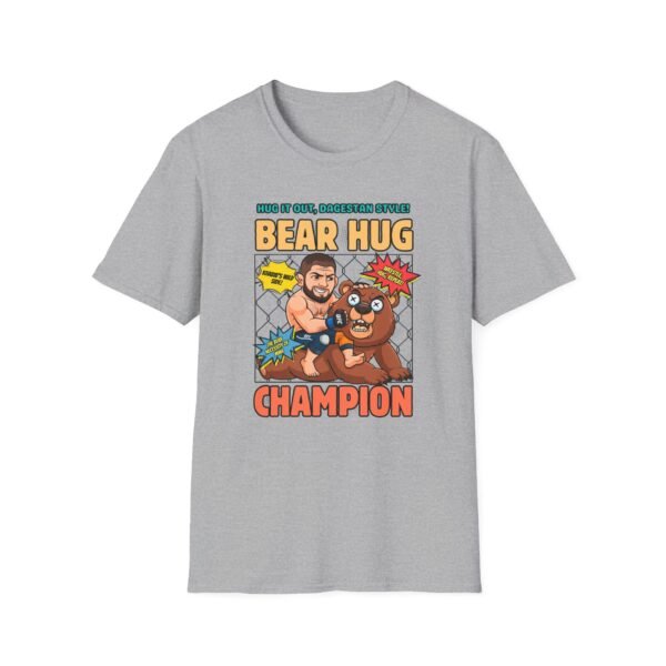 Bear Hug Champion Tee in heather gray folded by gym gear
