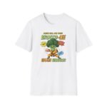 Cartoon broccoli in gi doing martial arts pose