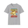 Burger Fu Master Tee in gray beside fries