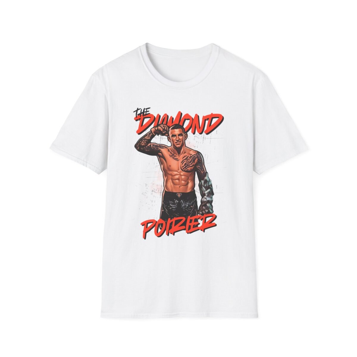 Dustin Poirier with a glowing diamond hand artwork