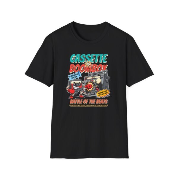 Cassette vs Boombox Tee in black flat lay
