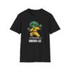 Brocco-Lee Tee in black folded on wooden table