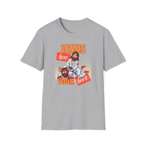 Jesus Has Your Back tee in gray