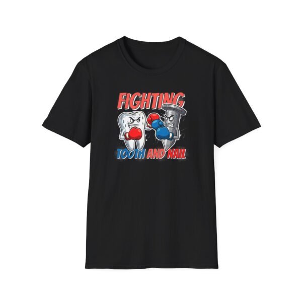 Fighting tooth and nail boxing pun t-shirt in black