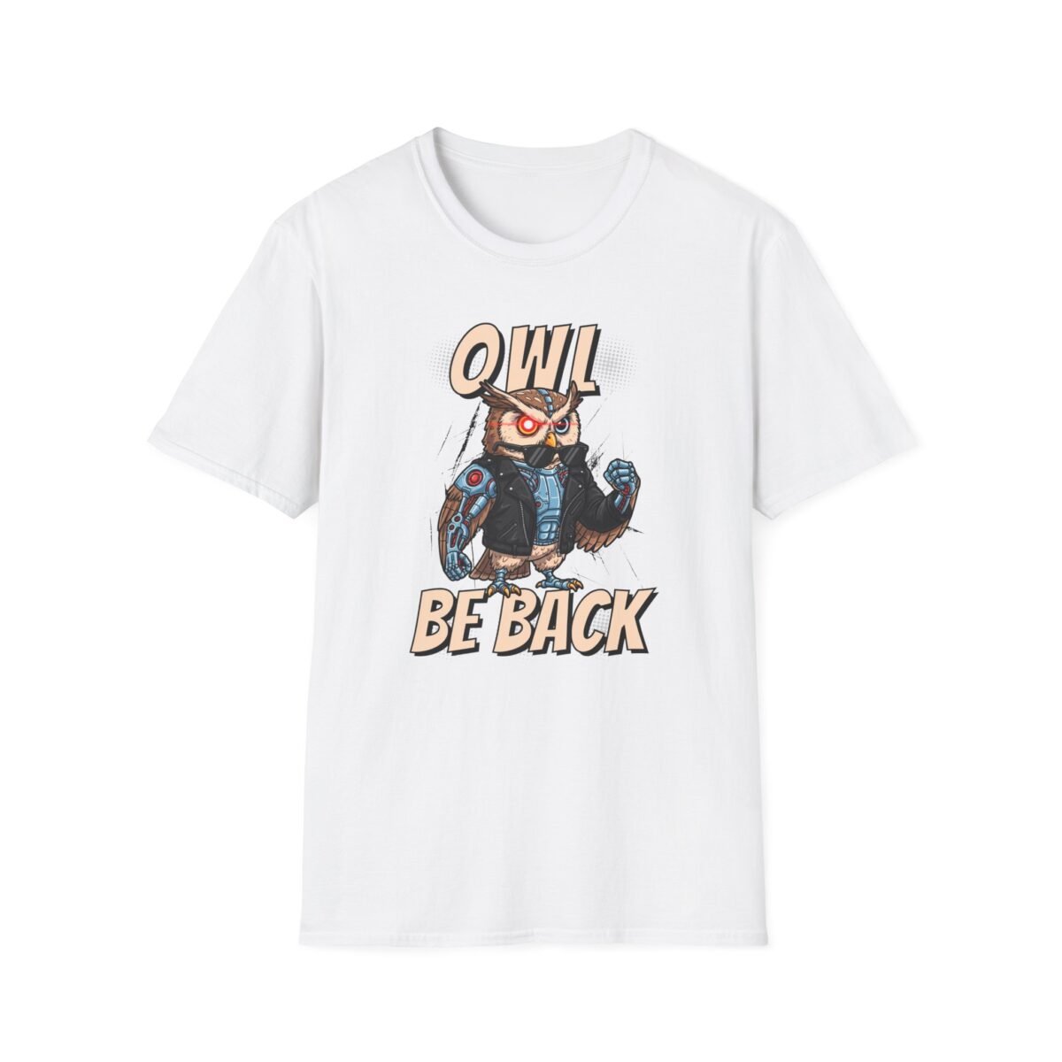 Owl in terminator style with boxing gloves movie reference design