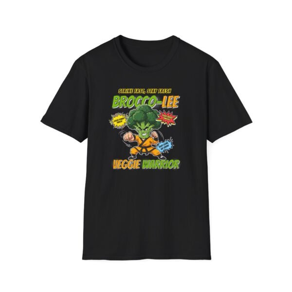 Brocco-Lee Tee in black with veggie prop