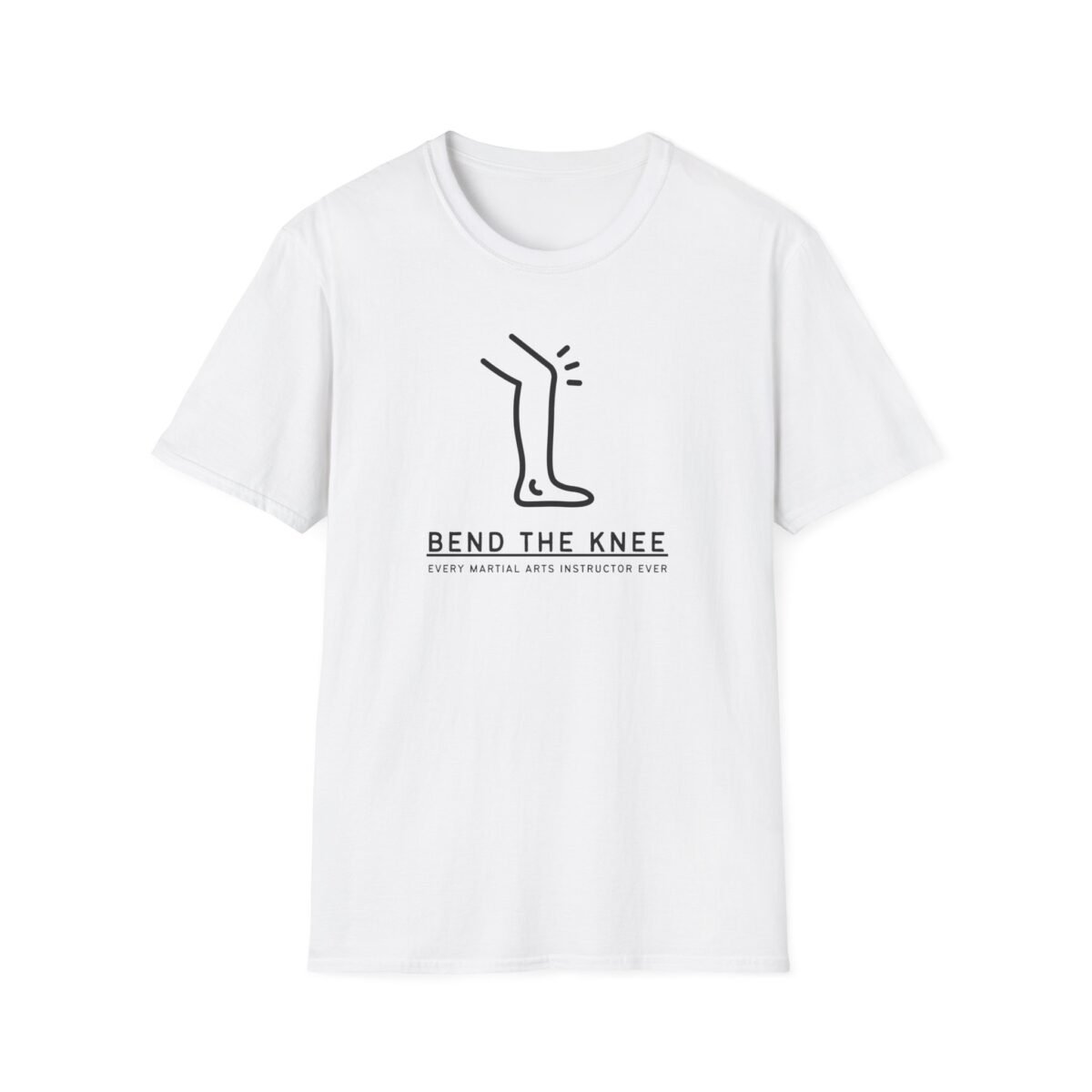 Leg bending graphic with “Bend the Knee” phrase