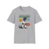Jitsusaurus Tee in gray folded on mat with belt