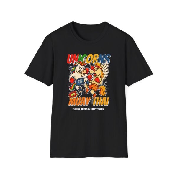 Unicorn Muay Thai Tee in black on hanger
