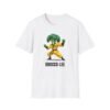 Broccoli cartoon character in karate gi ready to fight