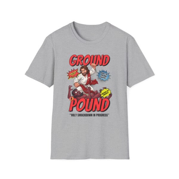 Ground and Pound Tee in heather gray on hanger