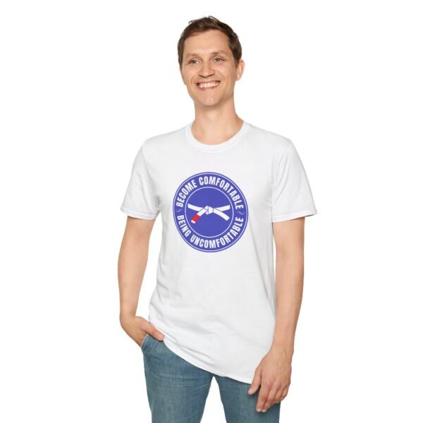 Model wearing Become Comfortable Being Uncomfortable tee