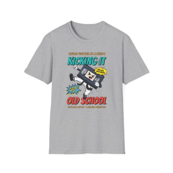 Kicking It Old School Tee in heather gray folded view