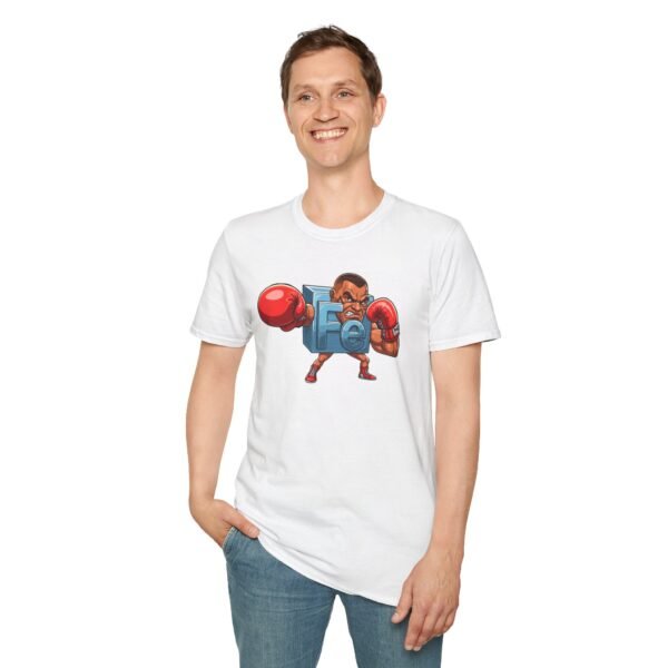Model wearing Iron Face Tee throwing uppercut