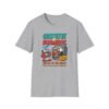 Cassette vs Boombox Tee in gray with tape deck prop