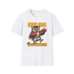 Owl with boxing gloves and champion belt victory design