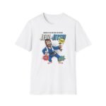 Cartoon Jewish martial artist in gi and black belt holding matzah